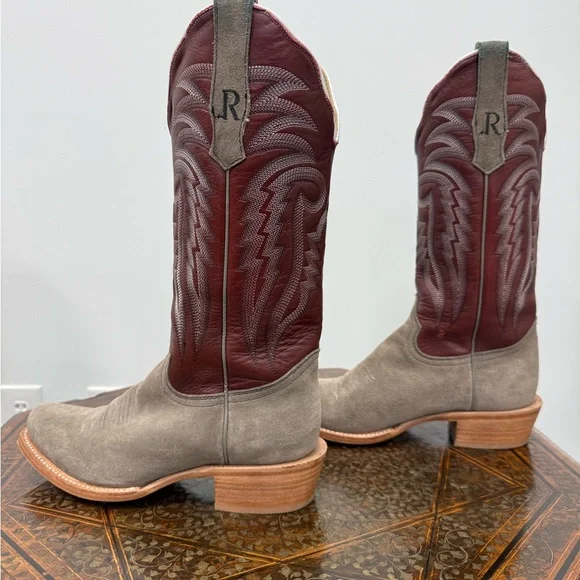 Women’s R Watson Western Cowboy Boots - Grey and Burgundy - Picture 4 of 9
